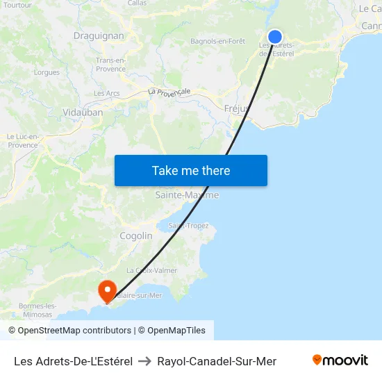 Les Adrets-De-L'Estérel to Rayol-Canadel-Sur-Mer map