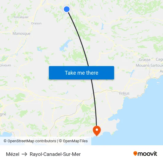 Mézel to Rayol-Canadel-Sur-Mer map
