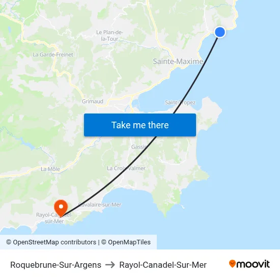 Roquebrune-Sur-Argens to Rayol-Canadel-Sur-Mer map