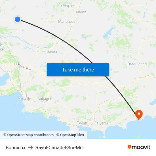 Bonnieux to Rayol-Canadel-Sur-Mer map