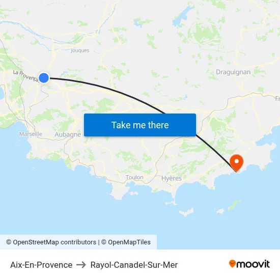 Aix-En-Provence to Rayol-Canadel-Sur-Mer map