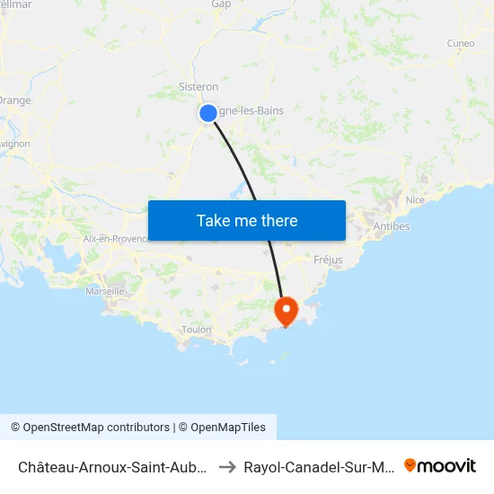 Château-Arnoux-Saint-Auban to Rayol-Canadel-Sur-Mer map
