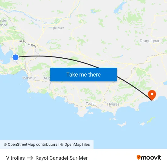 Vitrolles to Rayol-Canadel-Sur-Mer map
