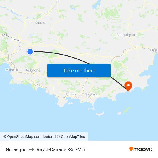 Gréasque to Rayol-Canadel-Sur-Mer map