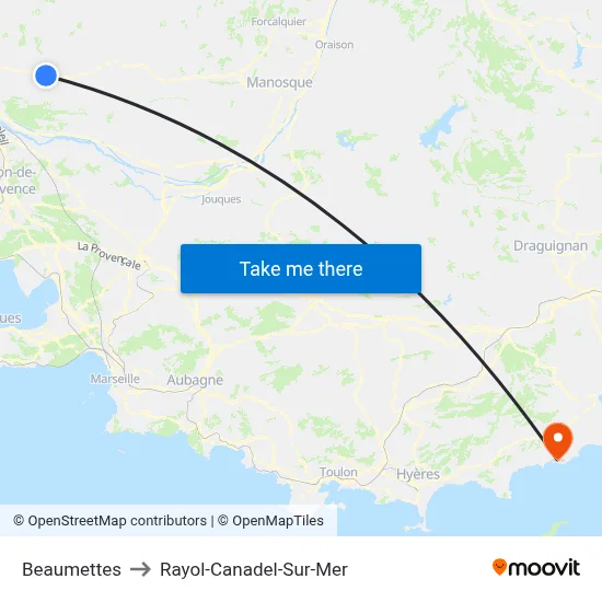 Beaumettes to Rayol-Canadel-Sur-Mer map
