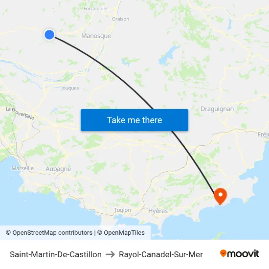 Saint-Martin-De-Castillon to Rayol-Canadel-Sur-Mer map