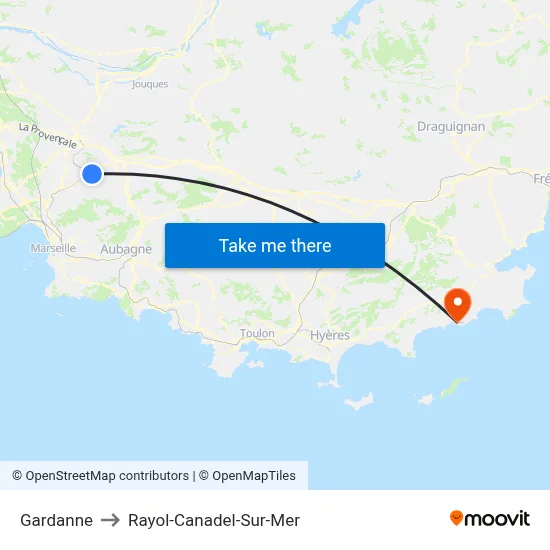 Gardanne to Rayol-Canadel-Sur-Mer map