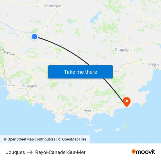 Jouques to Rayol-Canadel-Sur-Mer map