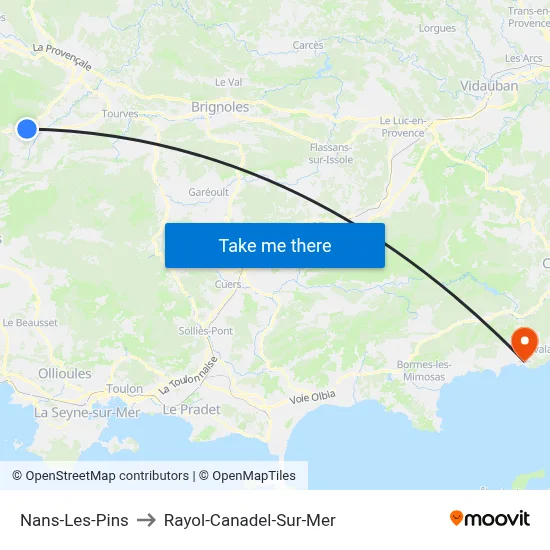 Nans-Les-Pins to Rayol-Canadel-Sur-Mer map