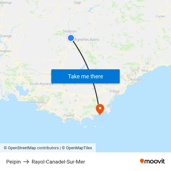 Peipin to Rayol-Canadel-Sur-Mer map