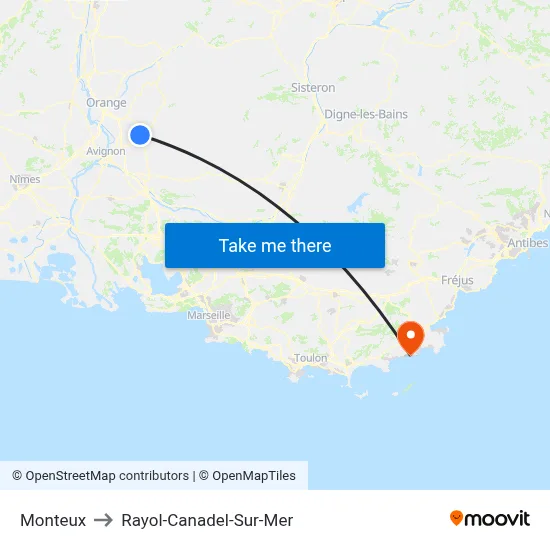 Monteux to Rayol-Canadel-Sur-Mer map