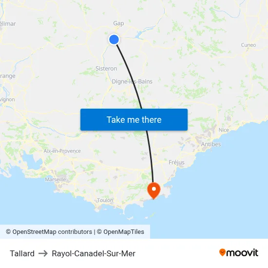 Tallard to Rayol-Canadel-Sur-Mer map