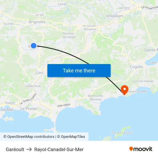Garéoult to Rayol-Canadel-Sur-Mer map
