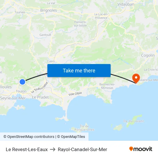 Le Revest-Les-Eaux to Rayol-Canadel-Sur-Mer map