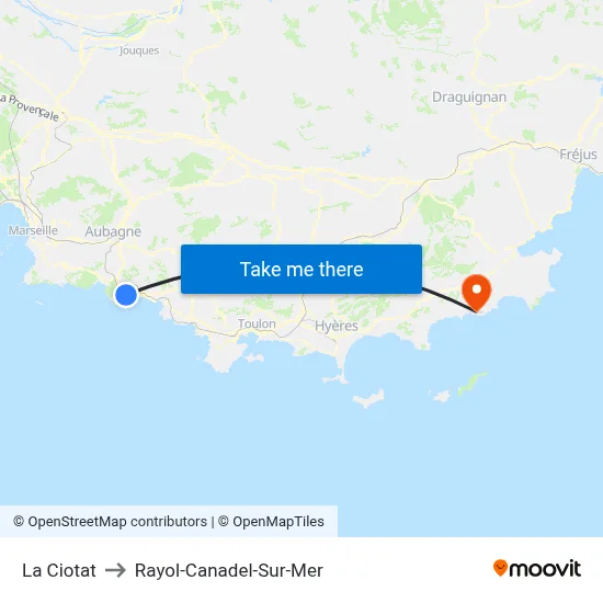 La Ciotat to Rayol-Canadel-Sur-Mer map