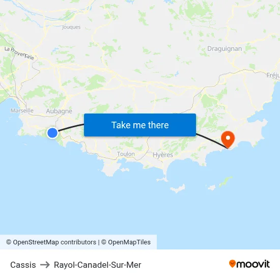 Cassis to Rayol-Canadel-Sur-Mer map