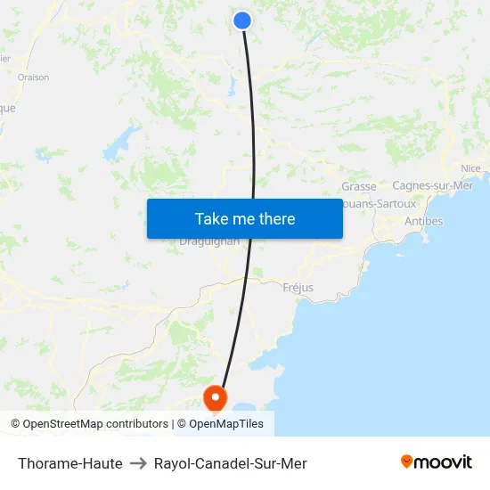 Thorame-Haute to Rayol-Canadel-Sur-Mer map