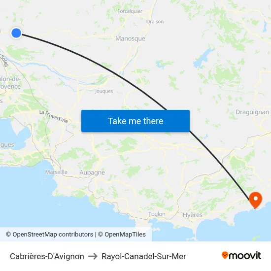 Cabrières-D'Avignon to Rayol-Canadel-Sur-Mer map
