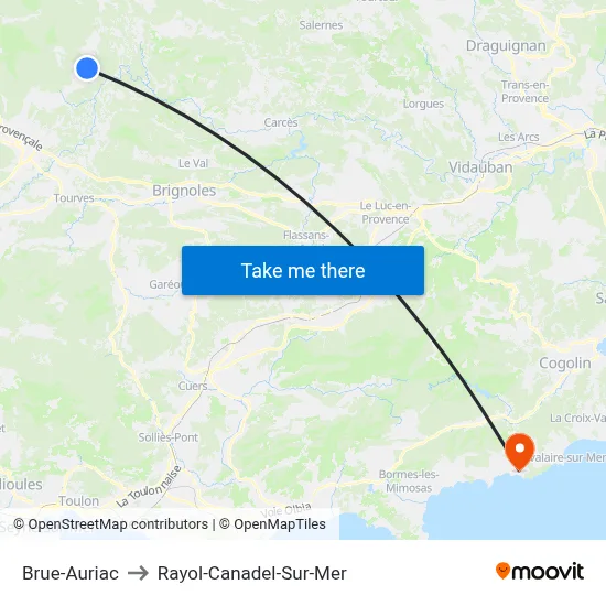 Brue-Auriac to Rayol-Canadel-Sur-Mer map