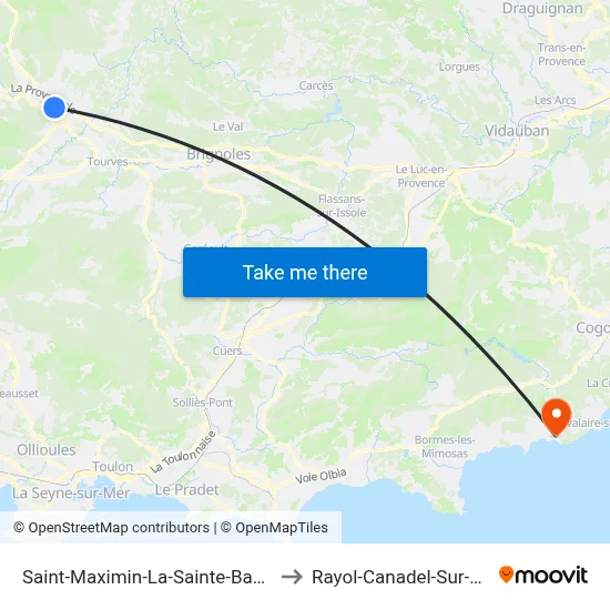 Saint-Maximin-La-Sainte-Baume to Rayol-Canadel-Sur-Mer map