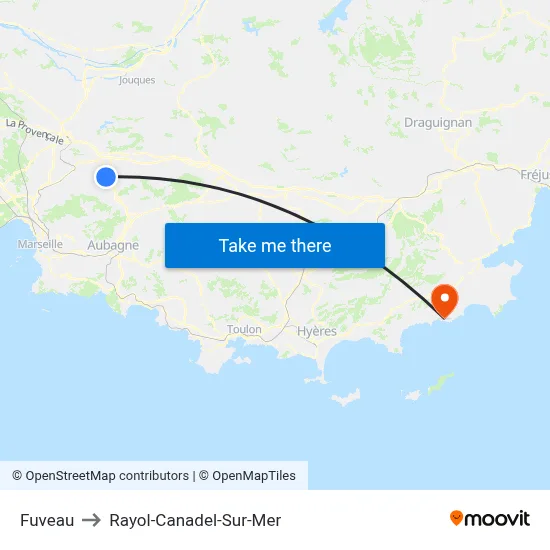Fuveau to Rayol-Canadel-Sur-Mer map