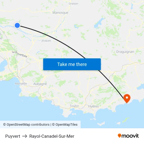 Puyvert to Rayol-Canadel-Sur-Mer map
