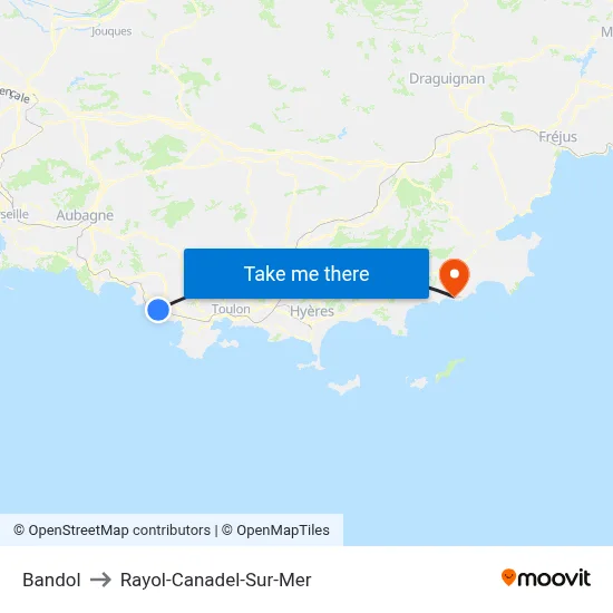 Bandol to Rayol-Canadel-Sur-Mer map