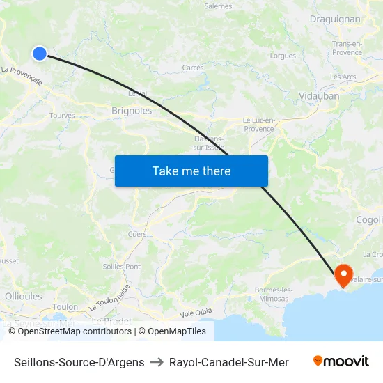 Seillons-Source-D'Argens to Rayol-Canadel-Sur-Mer map