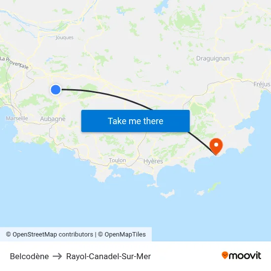 Belcodène to Rayol-Canadel-Sur-Mer map