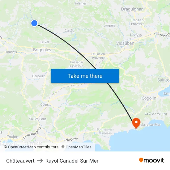 Châteauvert to Rayol-Canadel-Sur-Mer map