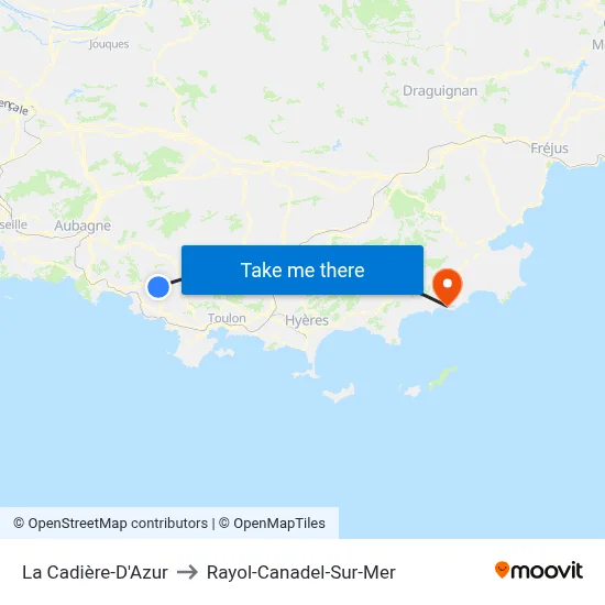 La Cadière-D'Azur to Rayol-Canadel-Sur-Mer map