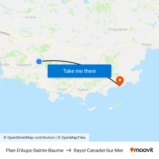 Plan-D'Aups-Sainte-Baume to Rayol-Canadel-Sur-Mer map