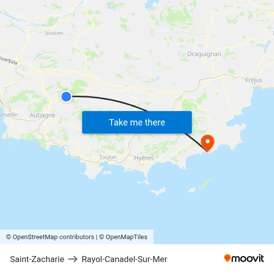 Saint-Zacharie to Rayol-Canadel-Sur-Mer map