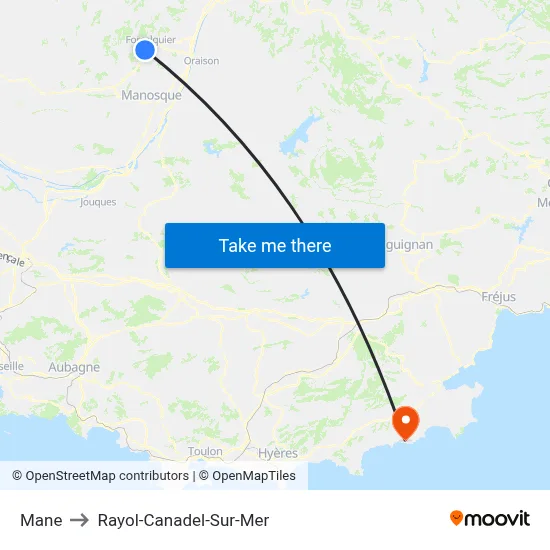 Mane to Rayol-Canadel-Sur-Mer map