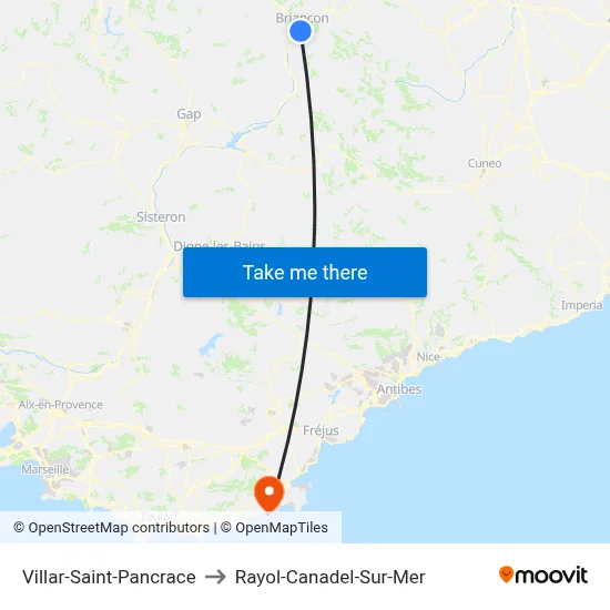 Villar-Saint-Pancrace to Rayol-Canadel-Sur-Mer map