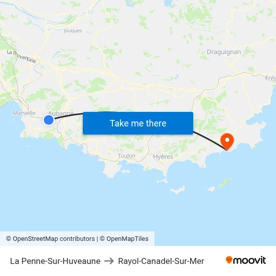 La Penne-Sur-Huveaune to Rayol-Canadel-Sur-Mer map