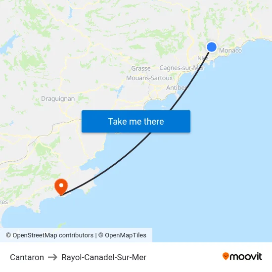 Cantaron to Rayol-Canadel-Sur-Mer map