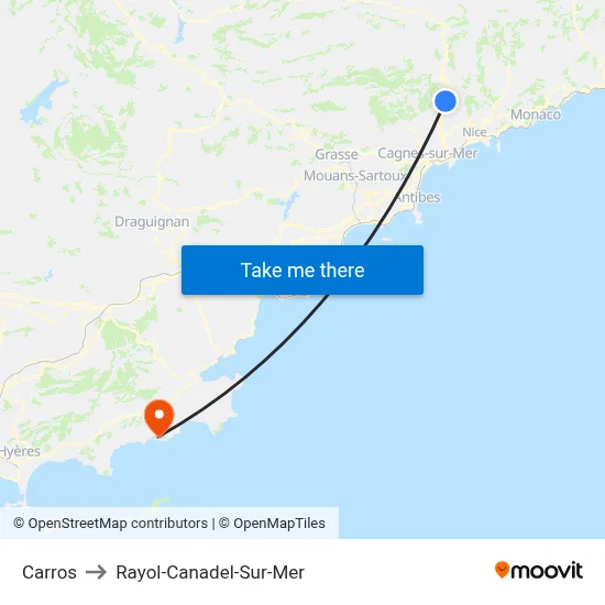 Carros to Rayol-Canadel-Sur-Mer map