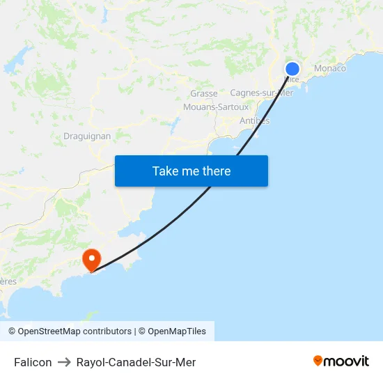 Falicon to Rayol-Canadel-Sur-Mer map
