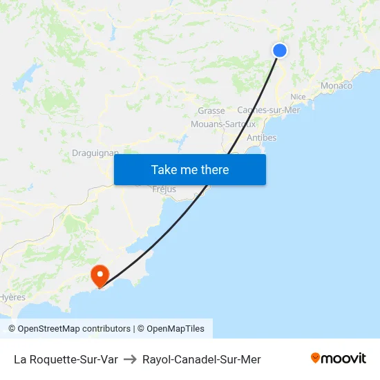 La Roquette-Sur-Var to Rayol-Canadel-Sur-Mer map