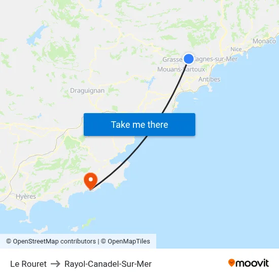 Le Rouret to Rayol-Canadel-Sur-Mer map