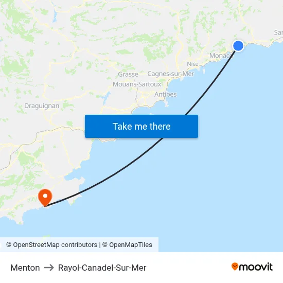 Menton to Rayol-Canadel-Sur-Mer map