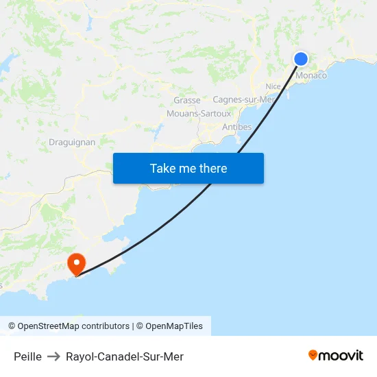 Peille to Rayol-Canadel-Sur-Mer map