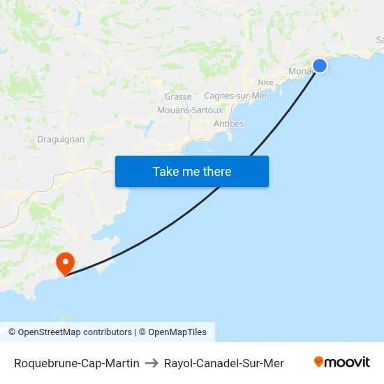 Roquebrune-Cap-Martin to Rayol-Canadel-Sur-Mer map