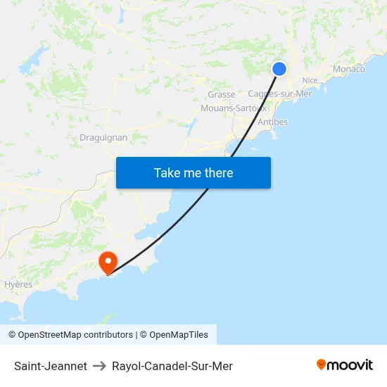 Saint-Jeannet to Rayol-Canadel-Sur-Mer map
