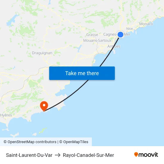 Saint-Laurent-Du-Var to Rayol-Canadel-Sur-Mer map