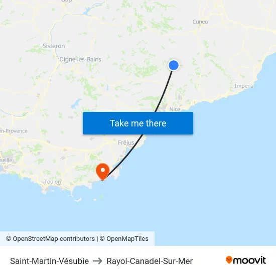 Saint-Martin-Vésubie to Rayol-Canadel-Sur-Mer map