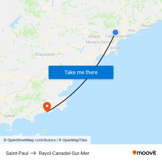 Saint-Paul to Rayol-Canadel-Sur-Mer map