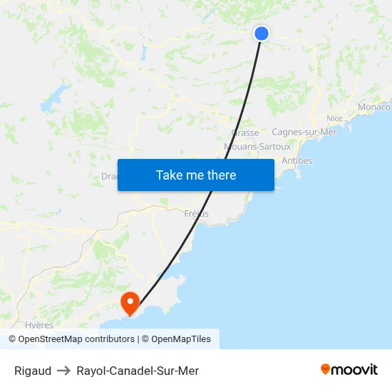 Rigaud to Rayol-Canadel-Sur-Mer map