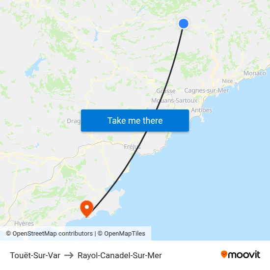 Touët-Sur-Var to Rayol-Canadel-Sur-Mer map
